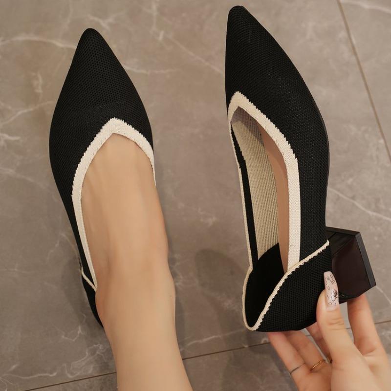 Women Shoes Fashion Multi-color Pointed High Heels Soft Knit Breathable Latex Sweat Absorbing Insole Non Slip Rubber Sole New 23