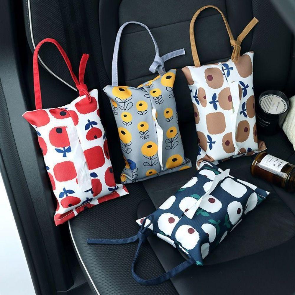 Pastoral Style Napkin Paper Bag Hanging Car Napkin Holder Fashion Car Tissue Case Car Decoration