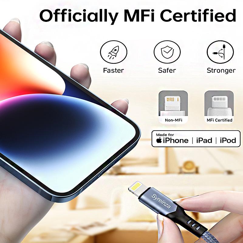 Сертифицированный MFi плетеный USB-кабель 1,8 м для быстрой зарядки телефона Apple 13