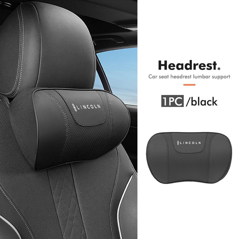 For Lincoln Car Seat Headrest Lumbar Support Leather Memory Cotton Fatigue Relief Mondeo MKC MKZ MKX MKT Aviator Navigator Q2