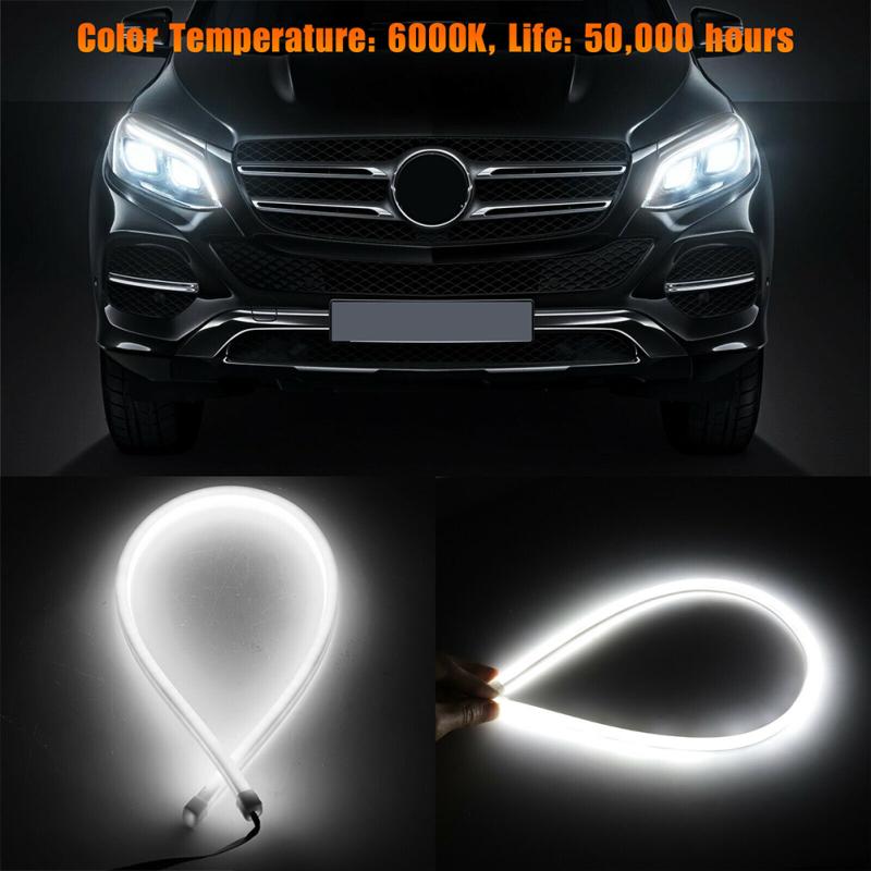 2 шт. 60 см Автомобильная светодиодная DRL лента 6000K 12 В Монохромный белый синий красный желтый Дневной ходовой огонь