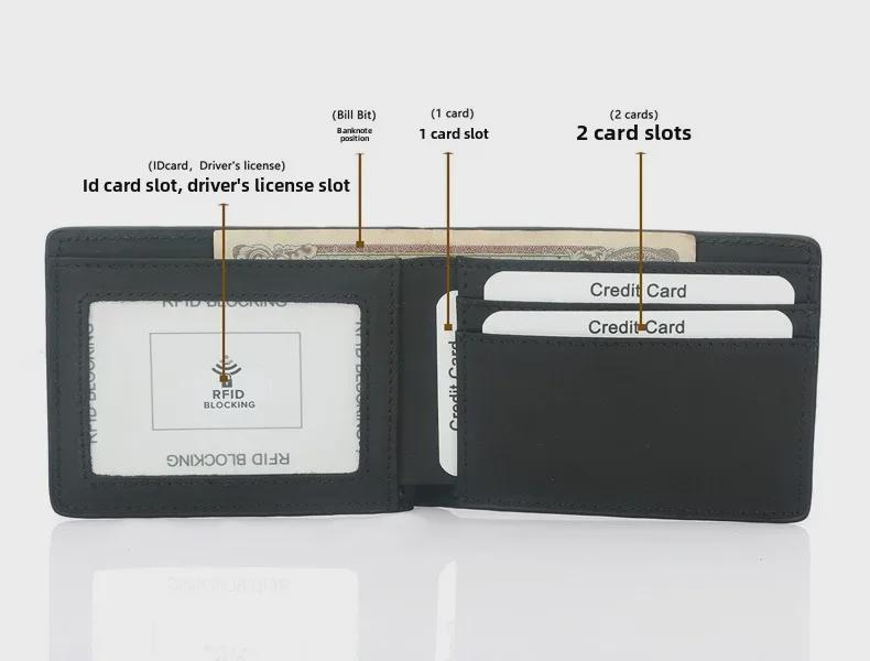 Мужской ретро-кошелек из натуральной кожи с защитой от кражи - Crazy Horse Cowhide, тонкий и короткий дизайн