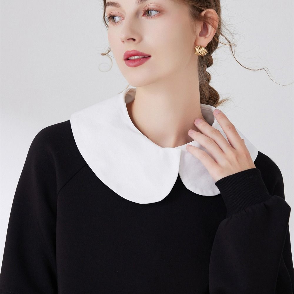 Ruffle Front Tie White Fake Collar Pure Cotton Stand-up Collar For Women Girls