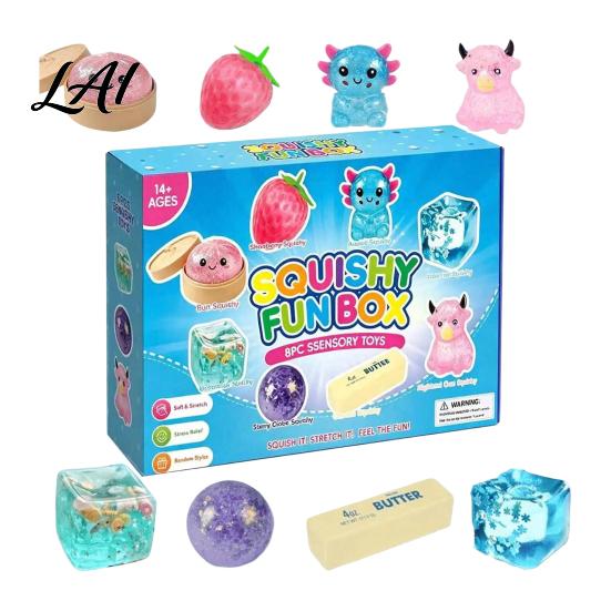 Stress Relief Squeeze Toy 4/8/25Pcs Toy Anxiety Reduction Sensory Soft Relaxation Ball Stretchy Fidget Party Favors for Kids Adults Decompression