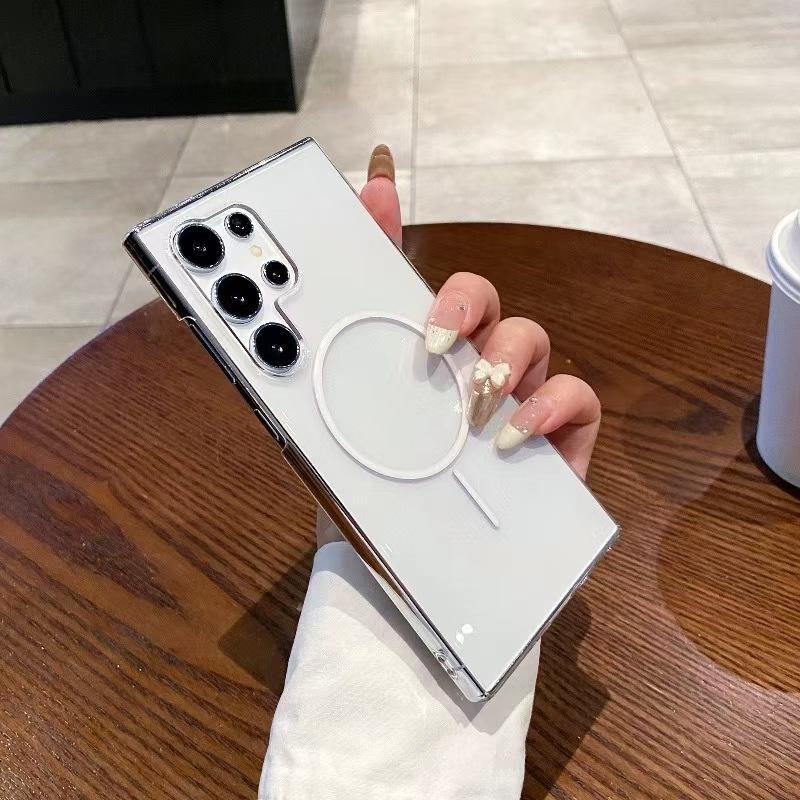 Подходит для Samsung S25 Ультратонкий Магнитный Чехол для Мобильного Телефона S24FE Макарон S23 Ультратонкий Прозрачный ПК Защитный Чехол