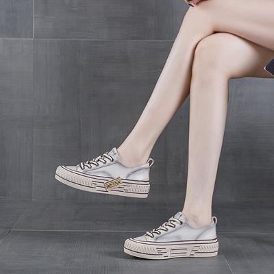 Первый слой коровьей кожи ретро красные кеды женские весенние новые универсальные на шнуровке одинарные туфли спортивные и повседневные белые туфли