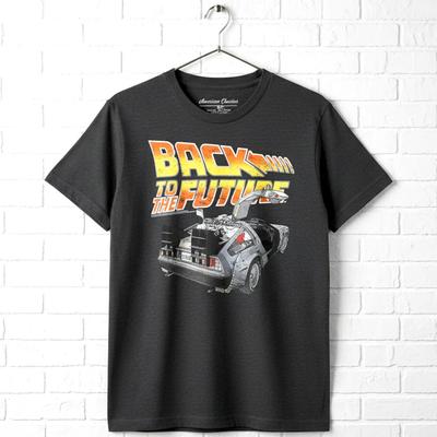 Back To The Future Delorean Car Gullwing Doors Men's T Shirt Movie Logo McFly