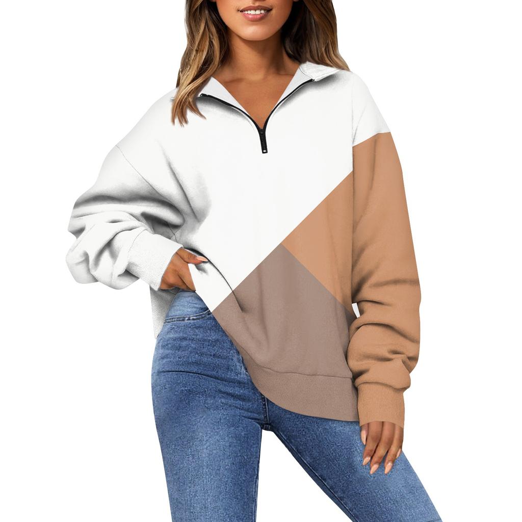 Женская модная толстовка с длинным рукавом и принтом в полоску с отворотом на молнии