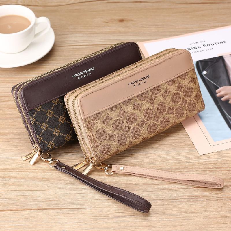 Длинный кошелек для девочек, простая модная сумка на молнии, большой вместительный кошелек для женщин