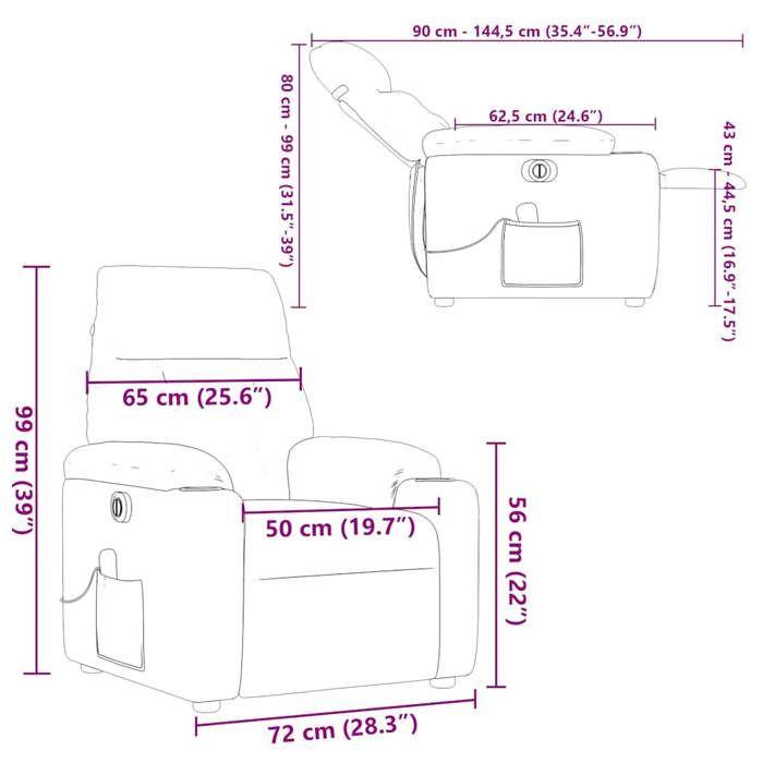 VidaXL Electric Reclining Massage Chair Bordeaux Red Fabric 3303025