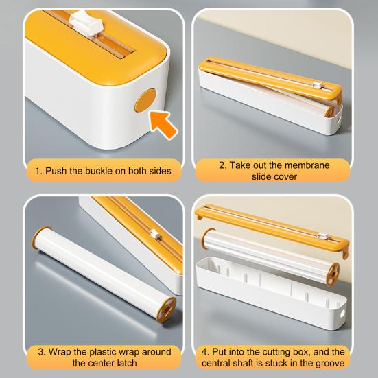 Диспенсер для пищевой пленки с резаком-слайдером 2-в-1, держатель для пластиковой пленки и фольги для кухни, инновационный резак и диспенсер для пищевой пленки для домашнего ресторана