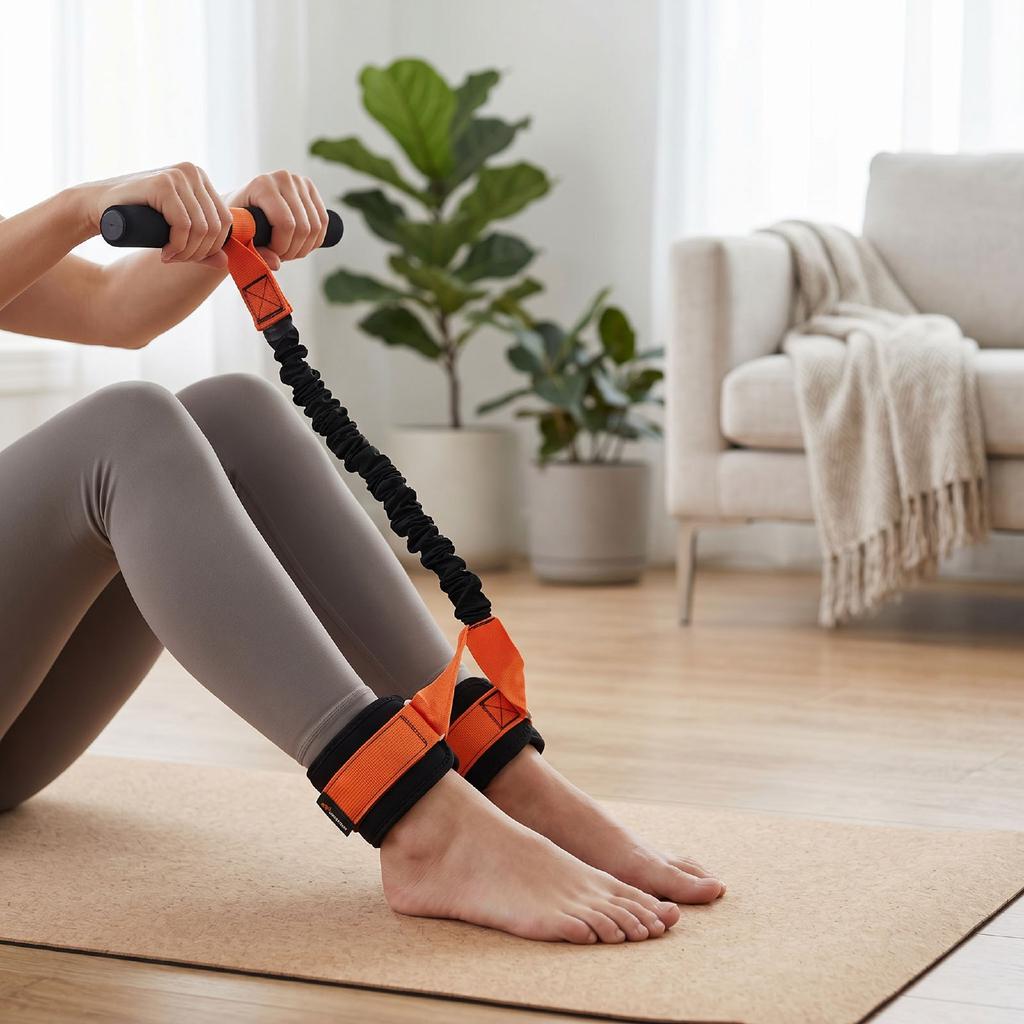 Pedal Resistance Band with Handle Non Slip Foam Grip Strength Training Portable Abdominal Workout Band