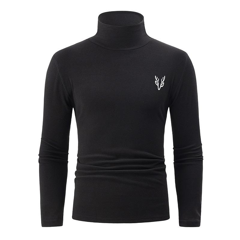 Мужской модный осенне-зимний топ с полувысоким воротом, однотонный базовый, повседневный, с длинным рукавом