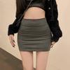 Женская черная А-силуэтная юбка миди с высокой талией - Летняя облегающая юбка-бодикон с шортами от просвечивания для миниатюрных фигур