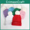 Solid Color Plush Ball Knit Cap Womens Acrylic Beanie For Autumn Season