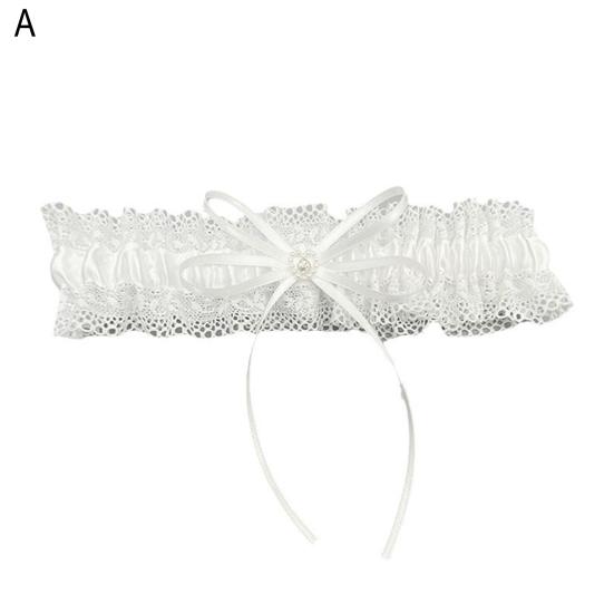 Кружевная свадебная подвязка Искусственный жемчуг Бант Цветочная кружевная подвязка Эластичная подвязка на ногу Пояс для подвязок Свадебные аксессуары для женщин