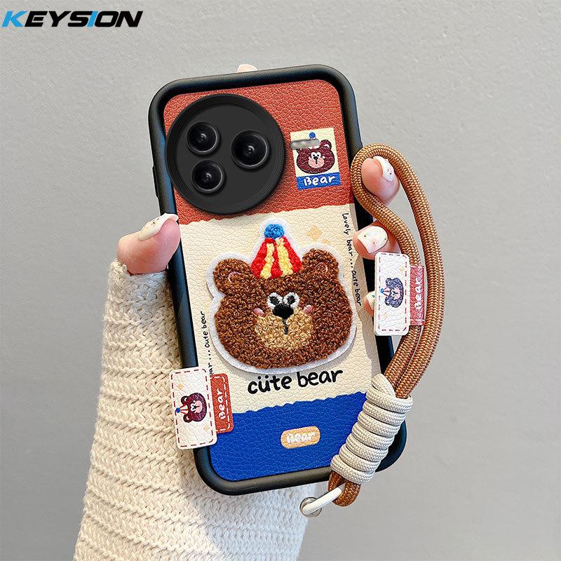 KEYSION Мультяшный милый плюшевый чехол с вышивкой для POCO F7 Ultra со шнурком, силиконовый противоударный чехол для телефона Xiaomi POCO F7 Pro