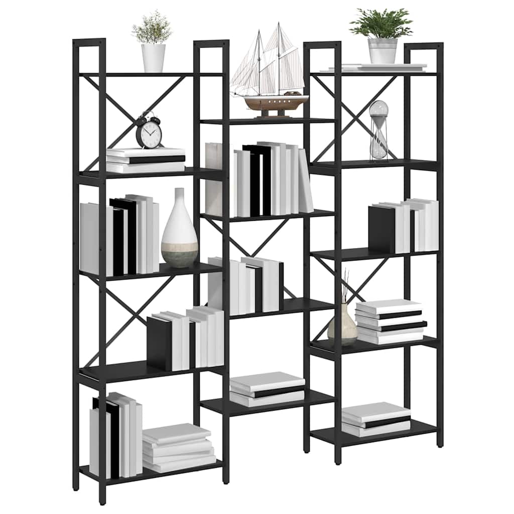 Bookshelf Black Oak Look 156 x 25 x 167 cm