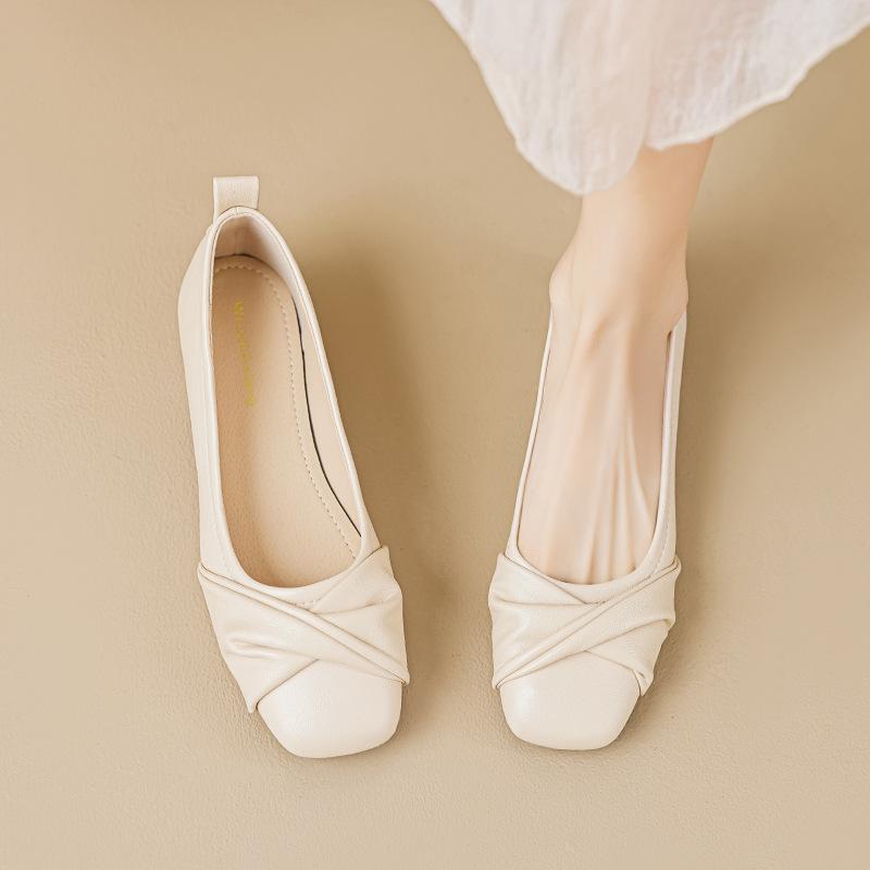 Женские летние туфли на толстом каблуке с мелким вырезом, на низком каблуке, на мягкой подошве, для широких полных ног, большого размера