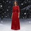 Вечернее платье, платье из шифона с вставками, кружевное платье с круглым вырезом, женская одежда, вечерние платья