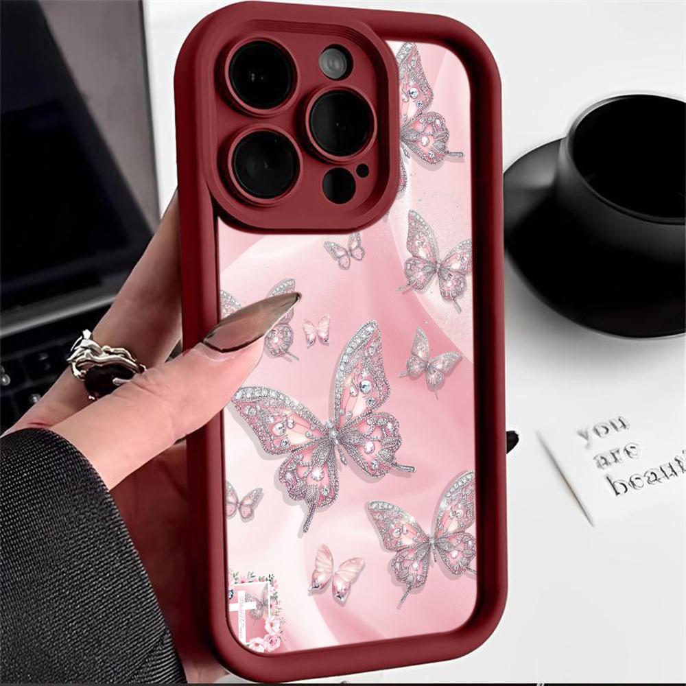 Мягкий чехол для телефона Angel Eye TPU для Samsung A05 A04 A10 A30 A13 A23 A53 A14 A24 A34 A54 A15 A25 A35 A55 S20 S23 FE S24 Ultra Ae66 Бабочка цветок милый