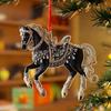 Exquisite White Horse Acrylic 2D Flat Car Rearview Mirror Pendant Home Party Christmas Tree Hanging Decor Backpack Keychain Gift