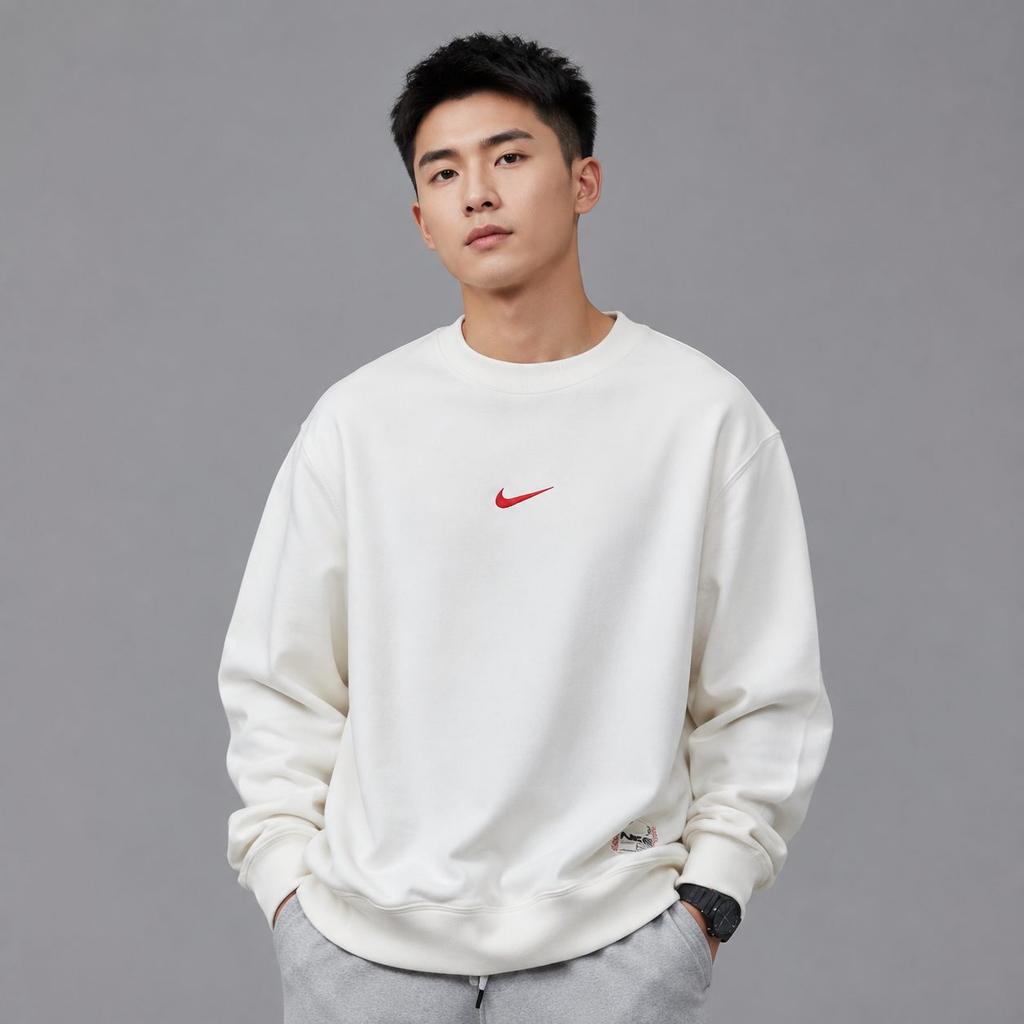 Nike Толстовки Мужские Белые С Круглым Вырезом Средней Плотности IB5567-133