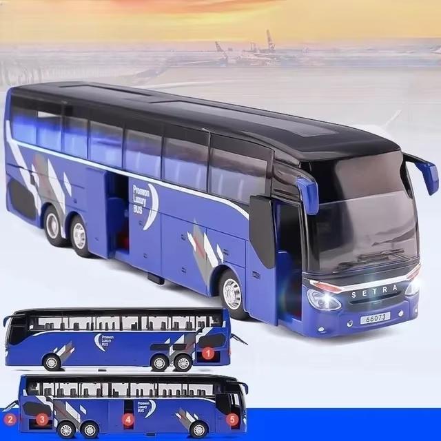 New 1/32 Alloy Single-layer Bus Car Model Toys Diecast Simulation Metal Business Bus Vehicle Sound Light Pull Back Children Gift Toy