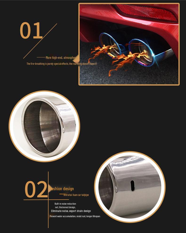 Stainless Steel Piano Black Exhaust Tailpipe for Prado, Reiz, Camry, RAV4, S6, and Civic.