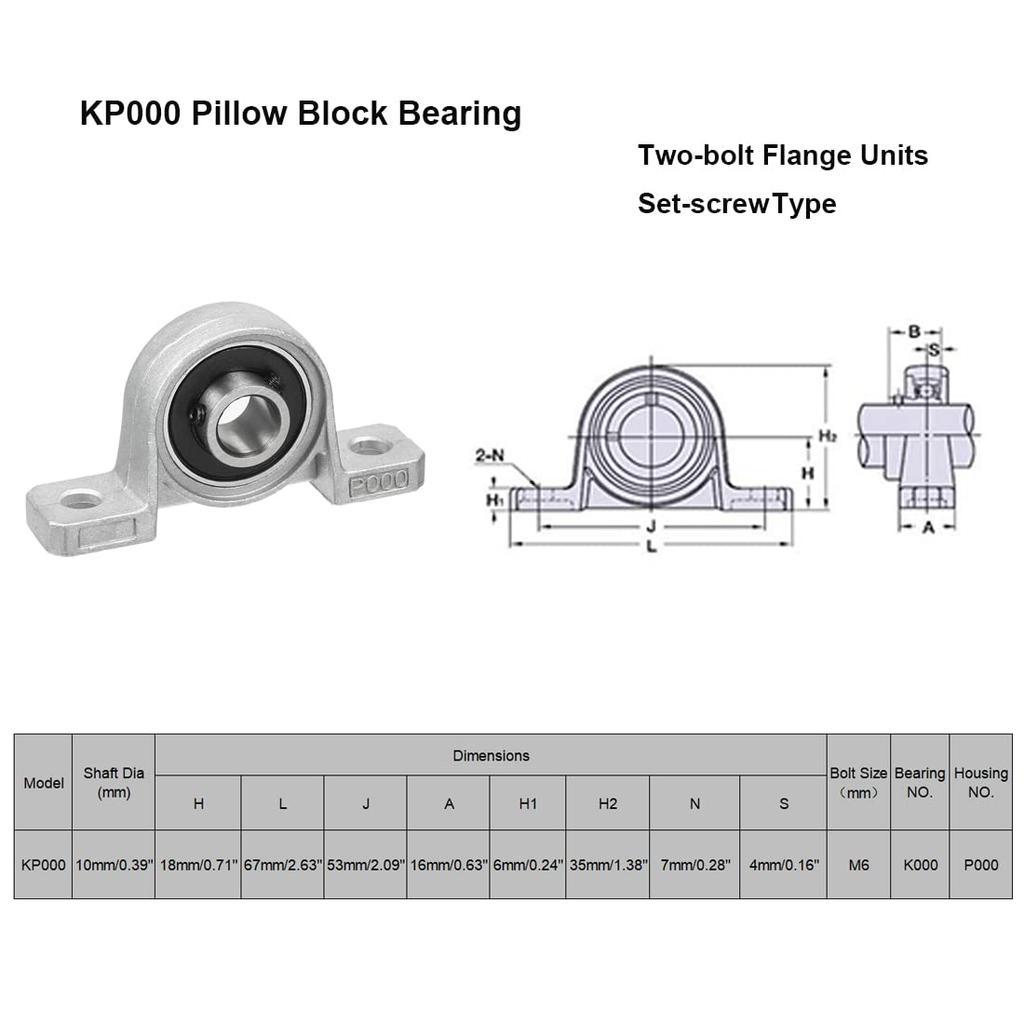 4/10Pcs Block Bearing KP08 KP000 KP001 KP002 KP003 KP004 Pillow Block Bearing Bore Ball Bearing Pillow Block Mounted Support