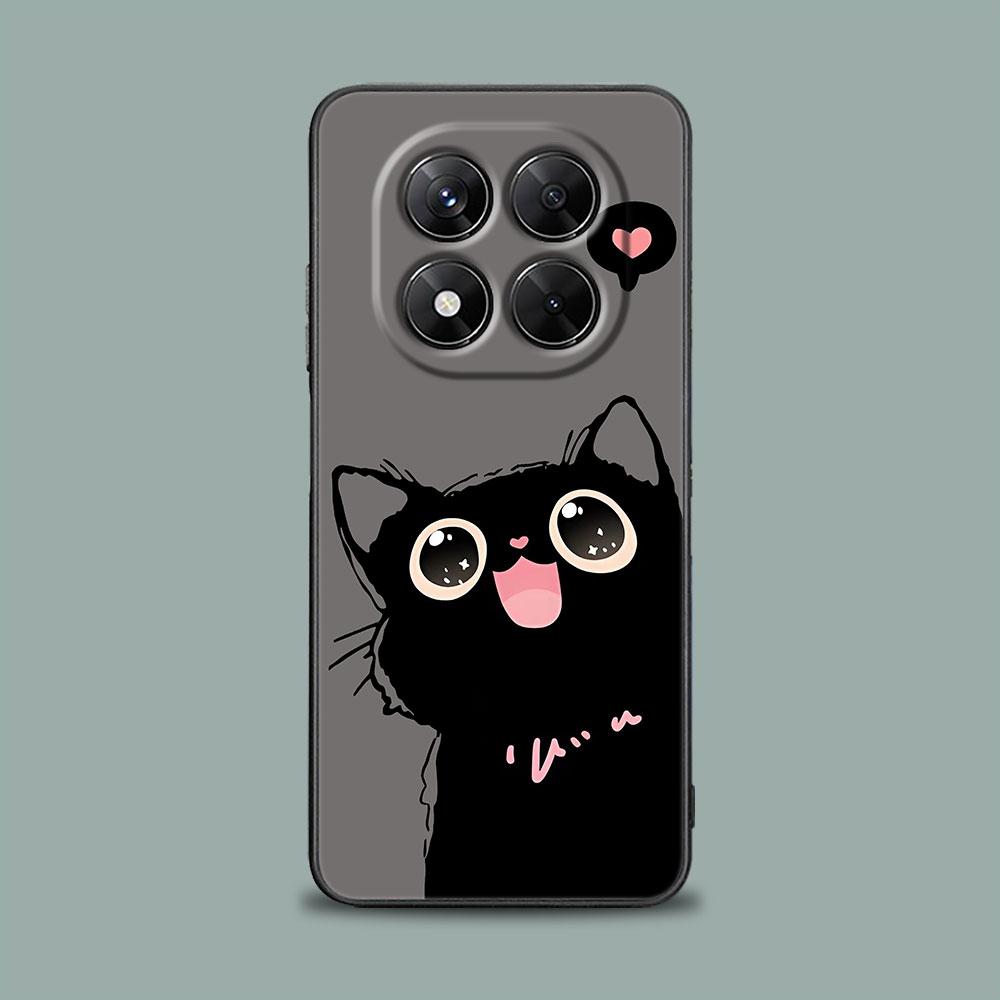 Черные Кошки Милый кот Привет Чехол для телефона для Xiaomi Redmi 14C 12C 10C 13C 4G Redmi Note 14 13 12 11 10 Pro Plus 5G 12S 9S Мягкий чехол