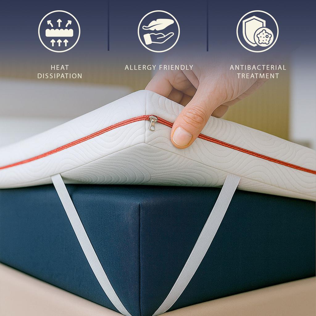 The White Stone Surmatelas en Mousse à Mémoire de Forme, 9 Zones Différenciées | Hauteur 5 cm | Tissu Pure Hypoallergénique et Déhoussable