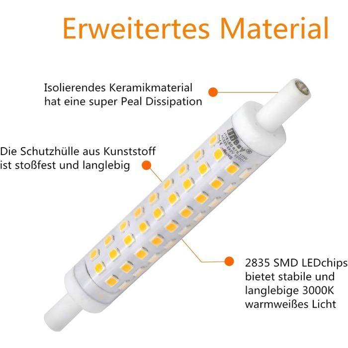 Ampoule LED R7s - AIMOONSA - J118 - 10 W (équiv. 80 W) - 3000 K (Blanc chaud) - 800 lm