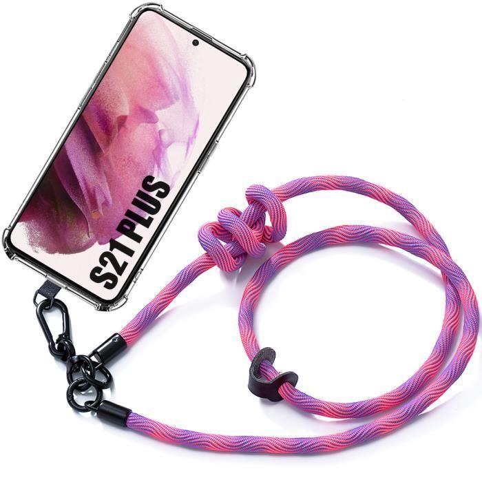 Coque de protection - BOOLING - pour Samsung Galaxy S21+ - Silicone transparent - Cordon détachable - Antichoc