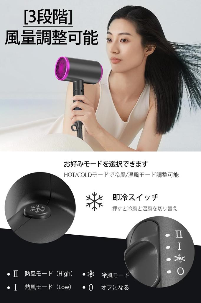 Large Air Volume Latest Improved Hair High Concentration of Negative 3 Levels of Air Portable Constant Temperature Hair Overheat Comes with For Home