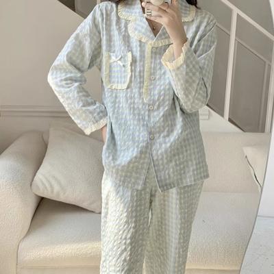 Женская пижама, новый осенне-весенний комплект с длинными рукавами, мягкая пижама в полоску с рисунком, женская домашняя ночная одежда, кардиган