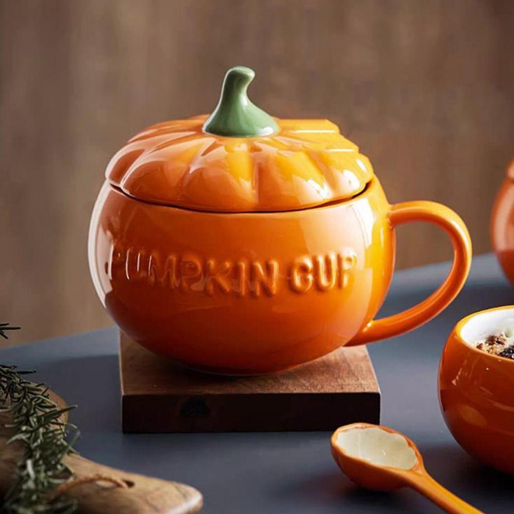 Чашка с овсянкой для воды, кружка для супа, керамическая кружка на Хэллоуин, креативная чашка с тыквой