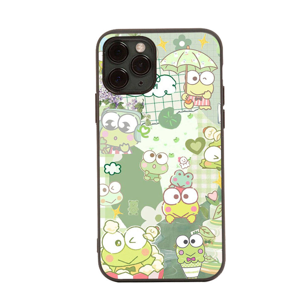 HK16 Frog Keroppi Black Sofe Case for iPhone 16 15 Plus 14 13 Pro 8 SE XR XS Max P30 Nova 5T Y5P Y6 Y7 Y8P Y9 Realme C30 C33 C31 VIVO Y36 V27