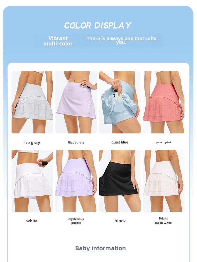 Women's Summer Pleated Tennis Skirt - Sports, Golf, Yoga, Running 2-in-1 Skirt and Shorts