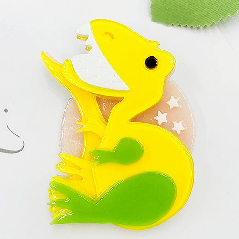 Blucome Cartoon Acrylic Creative Tyrannosaurus Rex Brooch for Women Men Bag Suit New Year Gift
