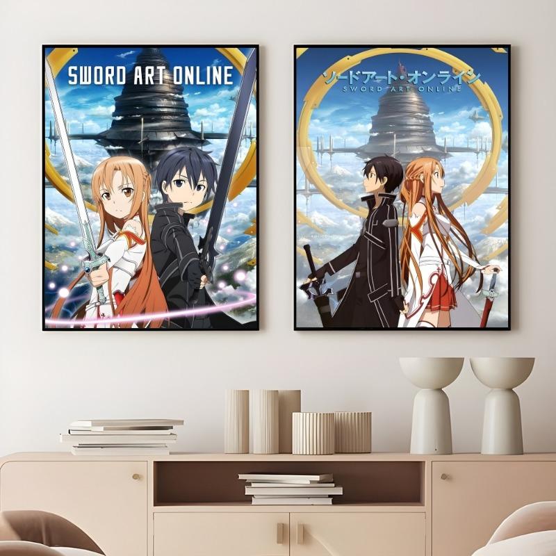 S-Sword Art O-Online Японское Аниме Крутой Постер Липкий Настенный Арт Печать Водонепроницаемый Дом Гостиная Спальня Бар Эстетический Декор
