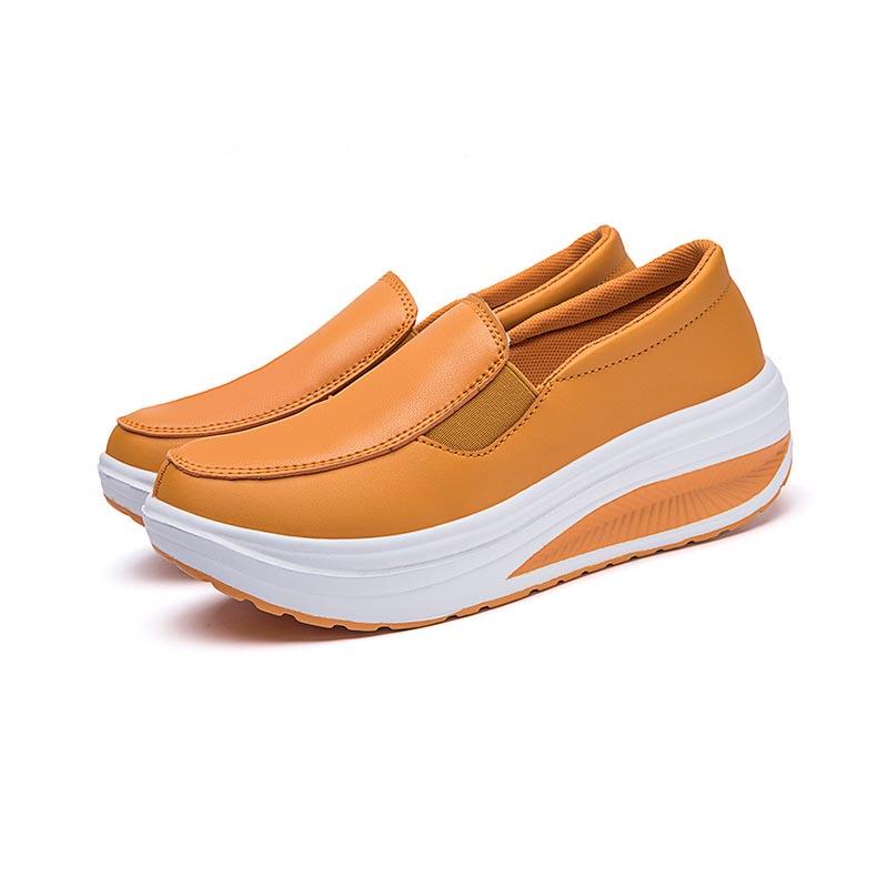 Женская кожаная обувь, качели, рабочая обувь для медсестер на платформе