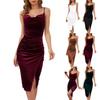 Spring/Summer 2022 European & American Women's Sexy Velvet Slit Pleated Slip Dress
