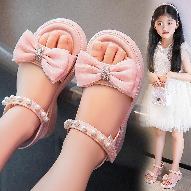 New Girls' Summer Sandals - Fashionable, Non-Slip Princess Shoes for Kids with Soft Bottom, Korean Style