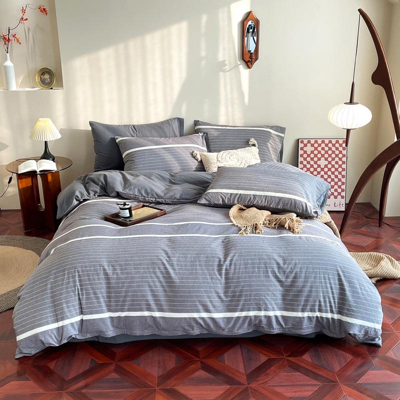 Серия AB Cotton: Комплект постельного белья из чистого хлопка для общежития - односпальный, из четырех частей с простынями