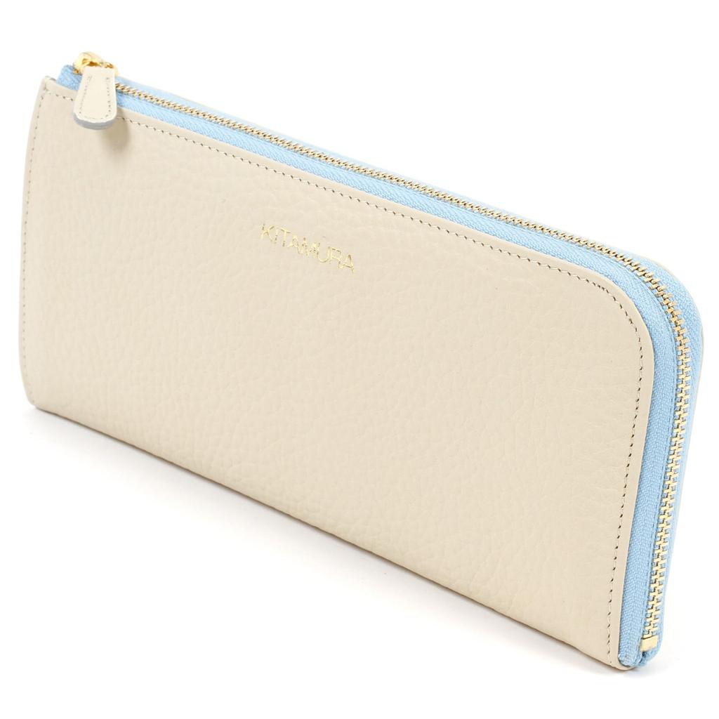 Цветовая комбинация длинный кошелек PH0790 Синий 50211 [Kitamura] Бежевый/Лёд