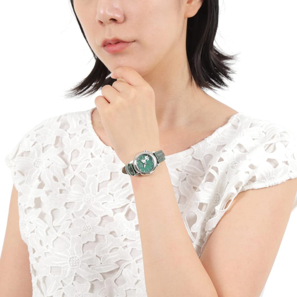 Snoopy ограниченный тираж 100 экземпляров с серийным японским проектом, ремешок из натуральной кожи, женские часы, мир, номер, модель, (зеленый)