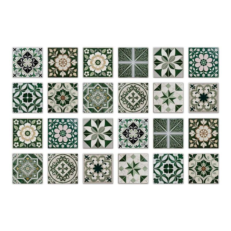 24pcs 15x15cm Tile Decorative Sticker PVC Self Adhesive Wallpaper