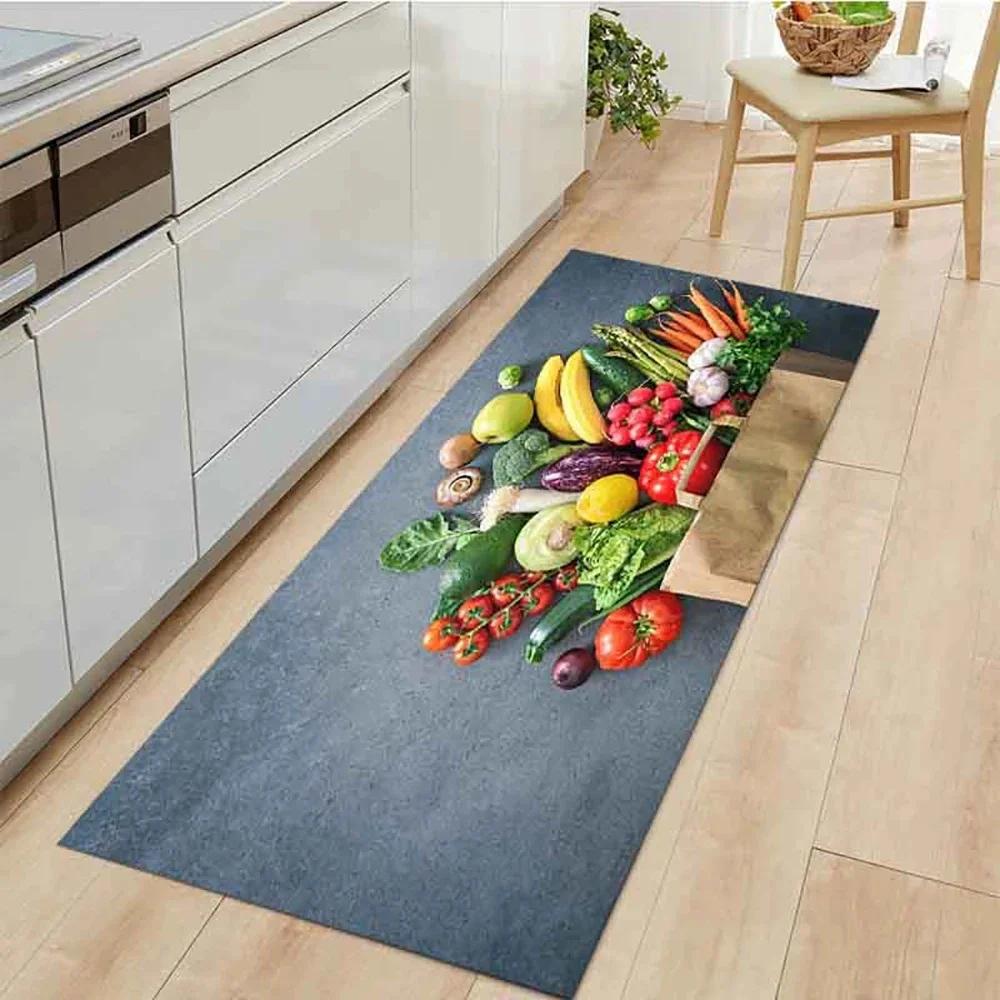 Flavoring Fruit Floor Mat Vegetable Carpet for Kitchen or Entrance Washable Non-Slip Rug Home Decor Large Size for Household Use