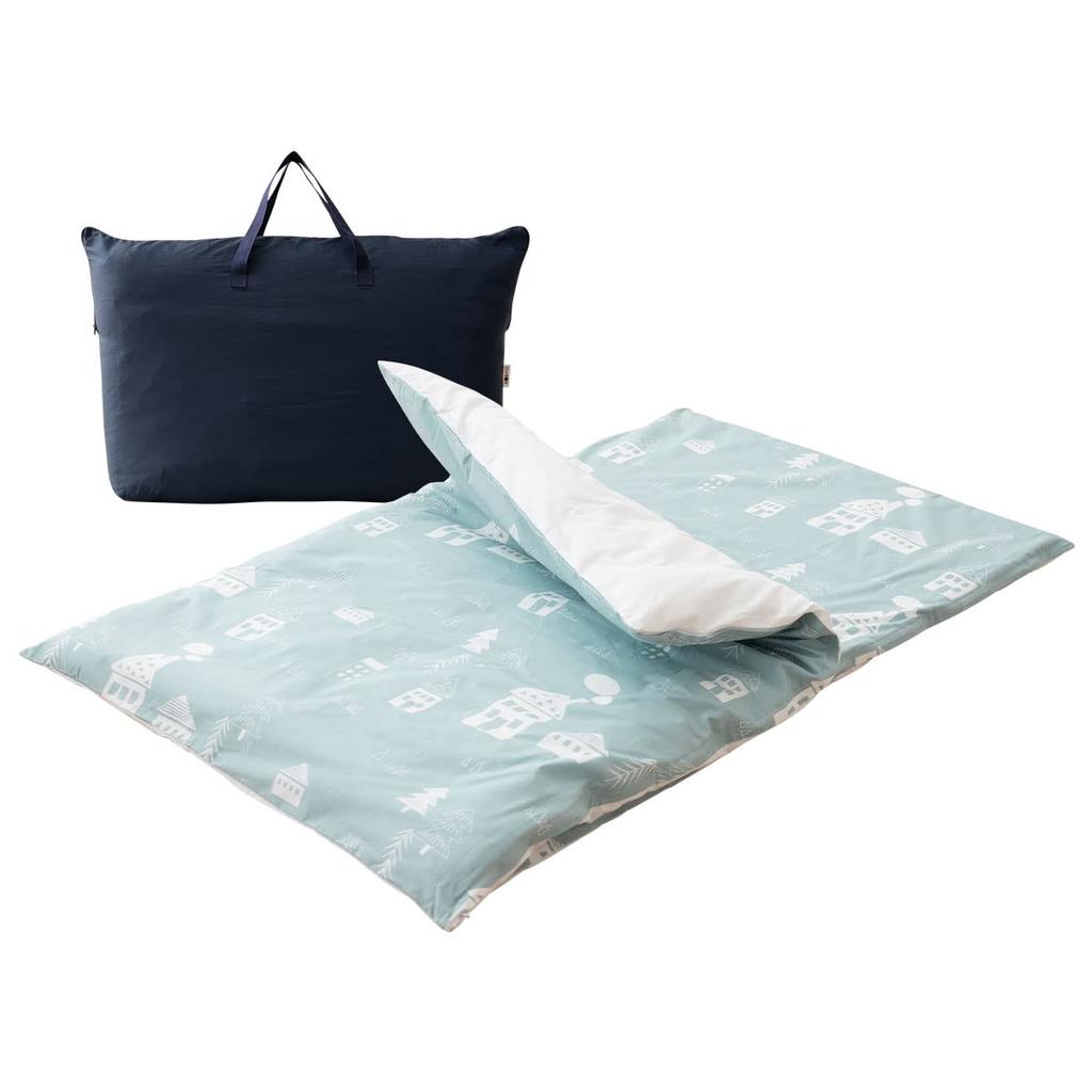 EMOOR Machine Washable 5-Piece Nap Bedding Set with City Pattern Turquoise and U-Zip Bag